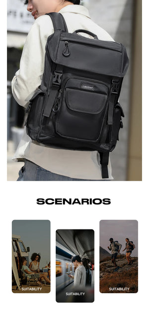 Black waterproof detachable crossbody messenger backpack worn cross-body with front zip pockets