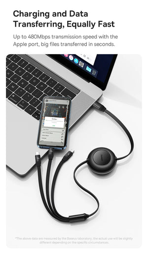 BASEUS Bright Mirror Series 2 Retractable 3in1 Fast Charging Data Cable