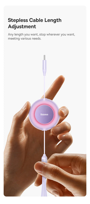 BASEUS Bright Mirror Series 2 Retractable 3in1 Fast Charging Data Cable