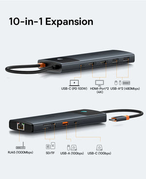 BASEUS Metal Gleam Series 10in1 USB-C Multiport Adapter and USB Hub