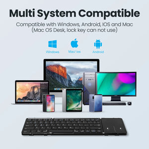 JOMAA Foldable Rechargeable Wireless Keyboard with Touchpad