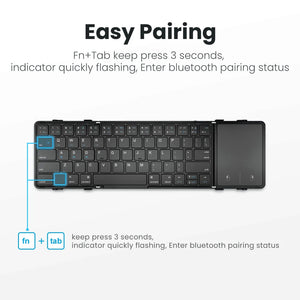 JOMAA Foldable Rechargeable Wireless Keyboard with Touchpad