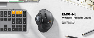 PROTOARC EM01 Ergonomic Rechargeable Bluetooth Wireless Trackball Mouse