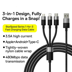 BASEUS Star Speed Series 3in1 Fast Charging Data Cable