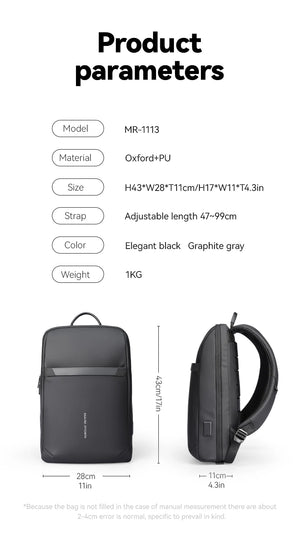 MARK RYDEN MR1113 Lightweight Waterproof Compact Backpack with USB Charging Port