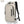 White compact waterproof backpack with front pocket, side strap, and USB port panel