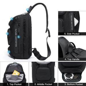 BANGE BG-7086 Anti-Theft Waterproof Crossbody Bag with USB Charging Port