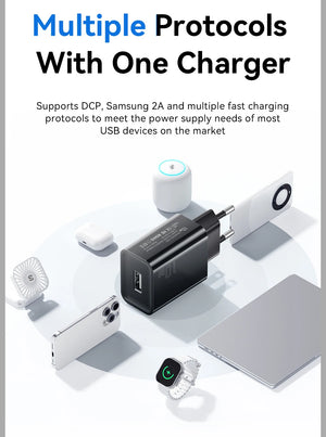 ESSAGER Mini 10W USB Charger Set with Fast Charge Adapter - White