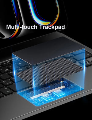 WiWU MK003 Bluetooth keyboard case with multi-touch trackpad area and keyboard keys, black