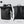 Black roll-top waterproof travel backpack, front and back views with padded shoulder straps