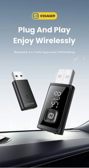 ESSAGER BT17 FM Bluetooth Adapter and USB Dongle