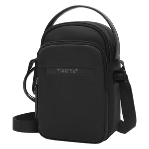 TIGERNU S8810 compact waterproof crossbody bag, black, zip front pocket, top handle