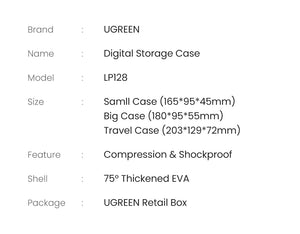 UGREEN LP128 Waterproof Tech Storage Case and Travel Organiser