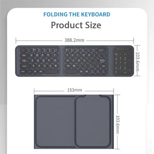 JOMAA Lightweight Foldable Rechargeable Bluetooth Wireless Keyboard
