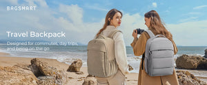 BAGSMART Large Capacity Waterproof Travel Backpack with Shoe Compartment