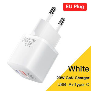ESSAGER 20W GaN USB Charger with PD Fast Charging and QC3.0 - White