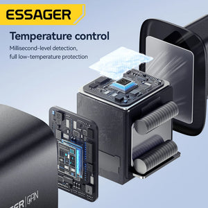 ESSAGER 65W GaN USB-C Charger with Quick Charge 4.0 and Power Delivery - Black