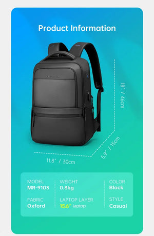 MARK RYDEN MR9103 Large Capacity Waterproof Travel Backpack with USB Charging Port