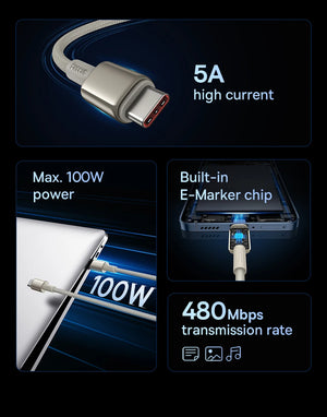 BASEUS Tungsten Gold 100W USB-C to USB-C Fast Charging Cable