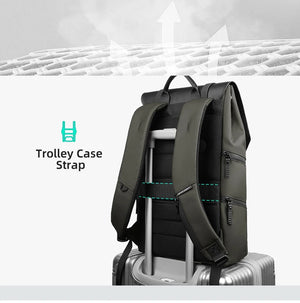 Waterproof travel backpack with trolley case strap on the side