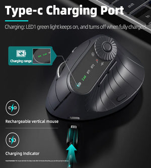 JOMAA Multi-Device Rechargeable Vertical Bluetooth Wireless Mouse