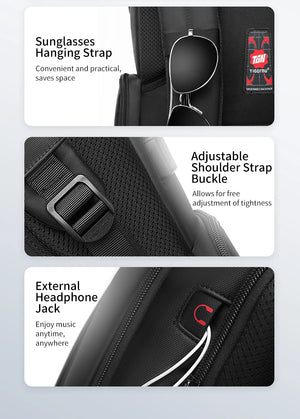 TIGERNU B3143 Large Capacity Waterproof Travel Backpack with USB Charging Port