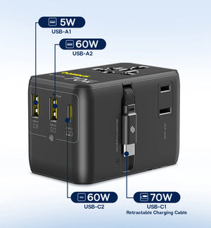 BASEUS PicoGo CG11 70W Universal Travel Adapter with Retractable Cable