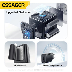 ESSAGER Mini 10W USB Charger Set with Fast Charge Adapter - White