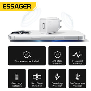 ESSAGER Mini 10W USB Charger Set with Fast Charge Adapter - Black