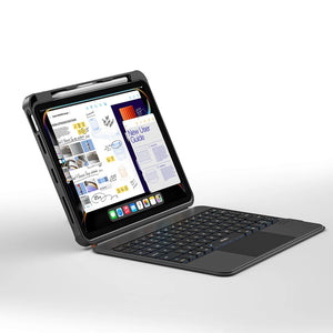 Black tablet keyboard folio case with kickstand and built-in detachable keyboard