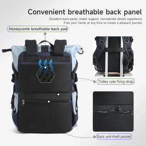 Travel backpack back panel with honeycomb breathable pad and anti-theft back pocket