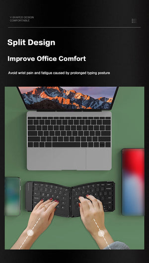 JOMAA Compact Foldable Rechargeable Bluetooth Wireless Keyboard