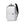 Compact laptop backpack in white with black trim, front zip pocket, and shoulder straps