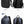 Travel backpack color display: black and blue/black versions, 45° side and back views
