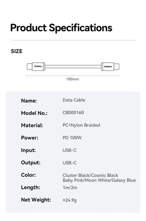 BASEUS Dynamic 4 Series 100W USB-C to USB-C Fast Charging Cable