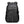 Black travel backpack with front zip pocket, padded straps, and side carry handles