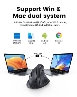 UGREEN MU008 Multi-Mode Ergonomic Vertical Bluetooth Wireless Mouse