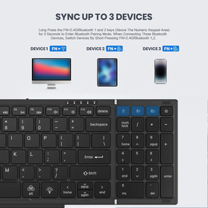 JOMAA Backlit Foldable Rechargeable Wireless Keyboard with Touchpad