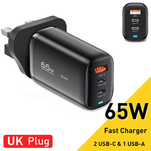 ESSAGER 65W GaN USB Charger with PPS 45W, 25W, QC3.0 and PD3.0 - Black