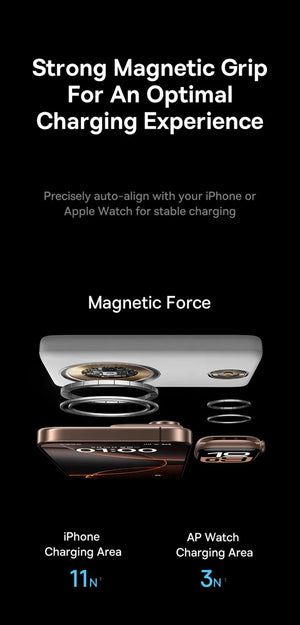 BASEUS EnerFill FT11 2in1 Magnetic Power Bank for iPhone and Apple Watch