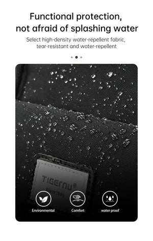 Waterproof backpack fabric with water-repellent texture and front logo patch