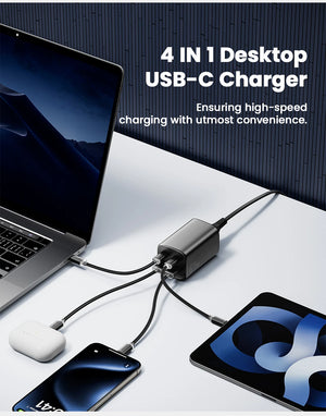 ESSAGER 67W GaN USB-C Desktop Charger with Quick Charge 3.0, PPS and PD3.1 - Black