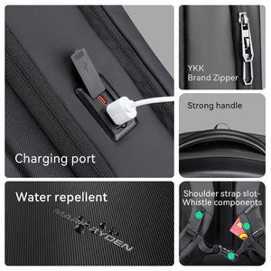 MARK RYDEN MR8011 Hard Shell Waterproof Travel Backpack with USB Charging Port