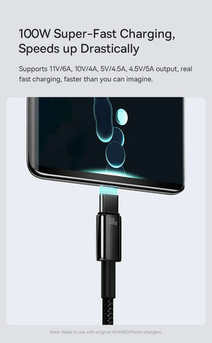 BASEUS Tungsten Gold 100W USB-C to USB-A Fast Charging Cable