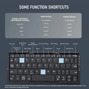JOMAA Mini Foldable Rechargeable Bluetooth Wireless Keyboard
