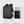 Black backpack with front view size diagram showing laptop fit and compact dimensions