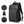 Black travel backpack with front pocket and side straps; boxy upright shape