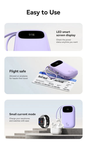 BASEUS QPow3 Fast Charging Power Bank with Built-In Cable