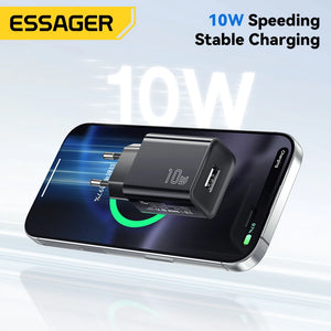ESSAGER Mini 10W USB Charger Set with Fast Charge Adapter - White