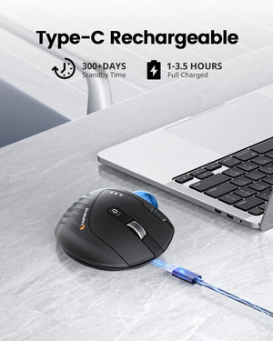 PROTOARC EM01 Ergonomic Rechargeable Bluetooth Wireless Trackball Mouse